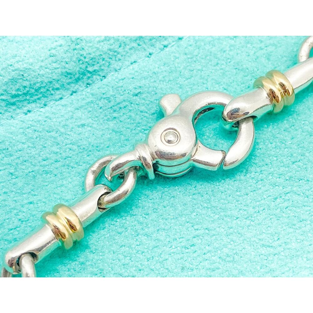 Tiffany & Co. Bar Link Bracelet 18K Yellow Gold Sterling Silver 7.25" - Picture 6 of 9